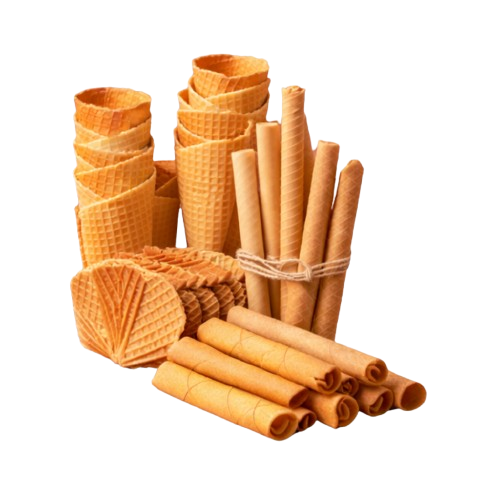 Galletas, abanicos, tulipas y barquillos tubulares artesanos para helado